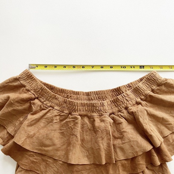 Designer Remix Charlotte Eskildsen Suede Off Shoulder Top Western Chic Sz 32/xs - Picture 10 of 10
